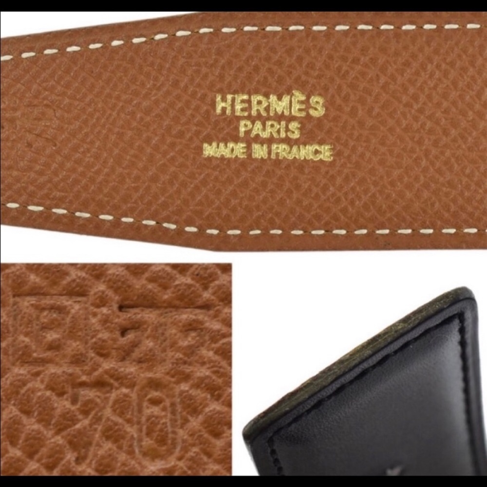 H belt buckle & Reversible leather strap 32 mm. Size 70. - Picture 2 of 6